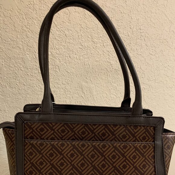 Liz Claiborne Brown Tote, Brown Monogram Bag, NWT, LC Tuxedo Tote Holiday Gift - Picture 5 of 15